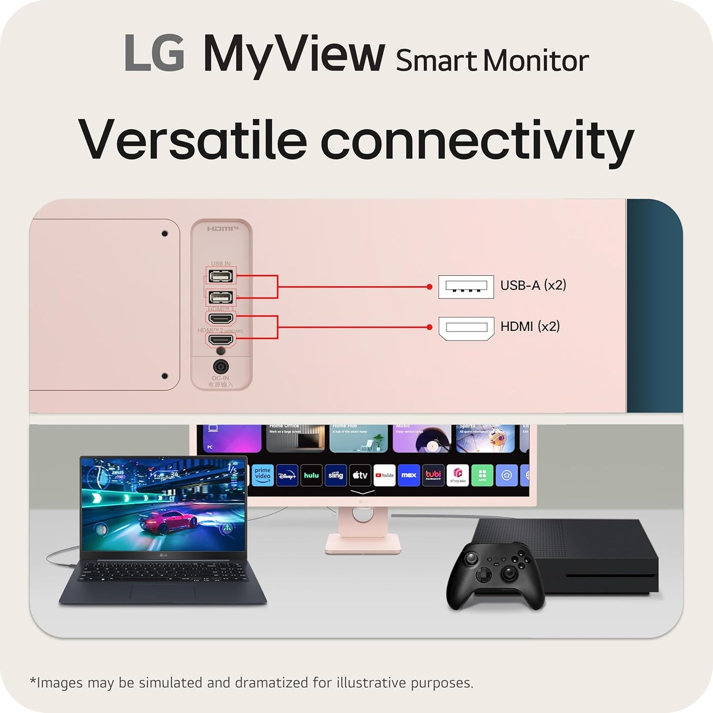 LG 32SR50F-P: 32" MyView Smart Monitor, FHD, webOS, Pink