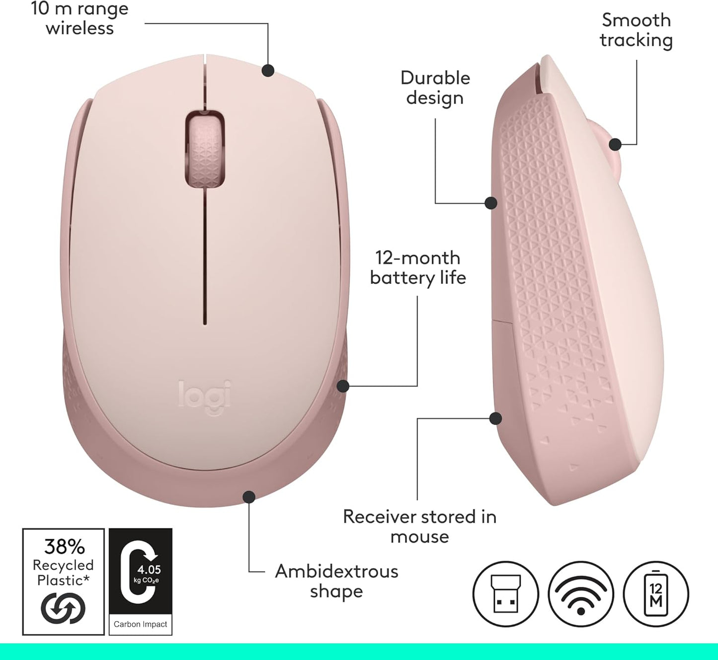 Logitech 910-006862 M170 Rose Wireless Mouse