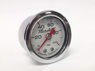 Marshall CW00100 Shock Proof Gauge - 0-100psi, White Face
