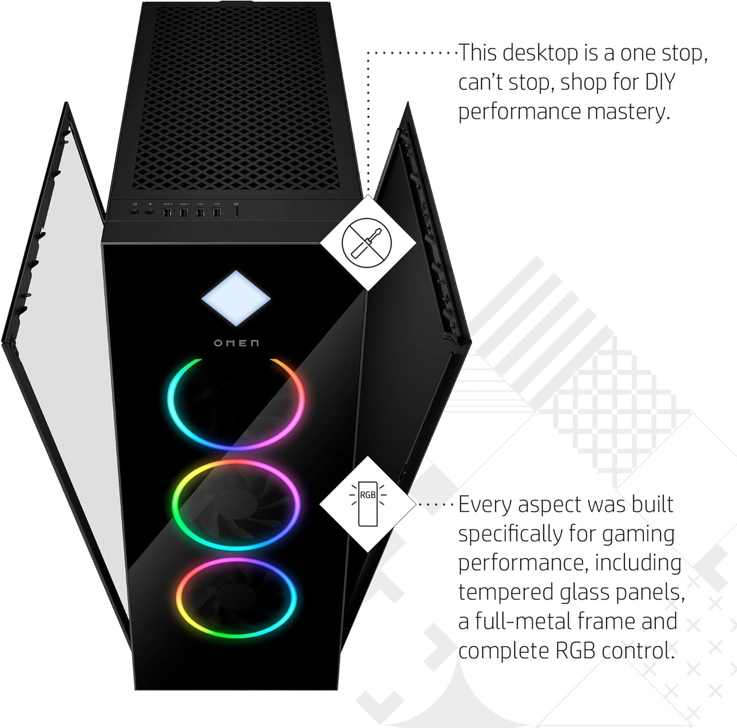 HP 9J5T6AA#ABA OMEN 45L RTX 4070 Super Gaming Desktop