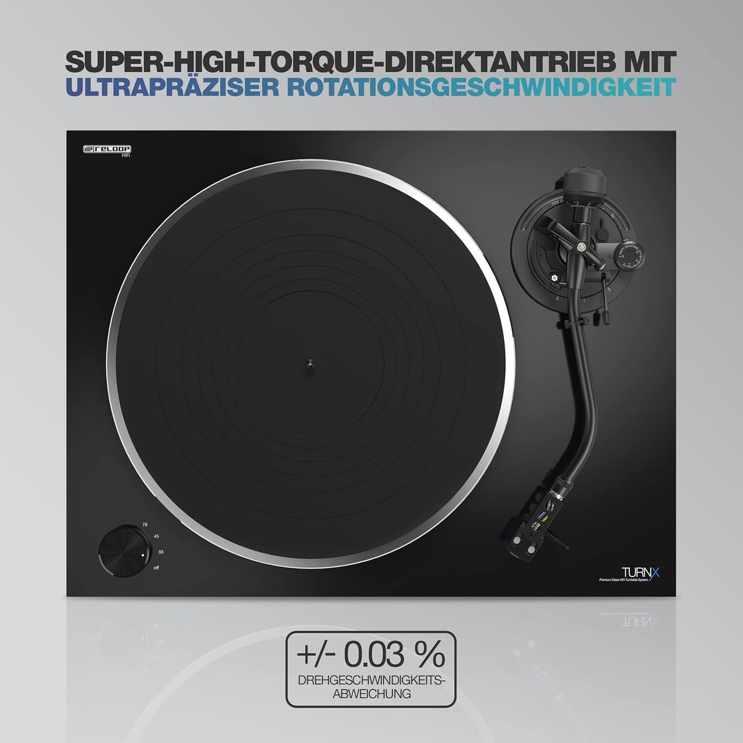 Reloop 244366 Turn X HiFi Turntable - Ortofon 2M Blue