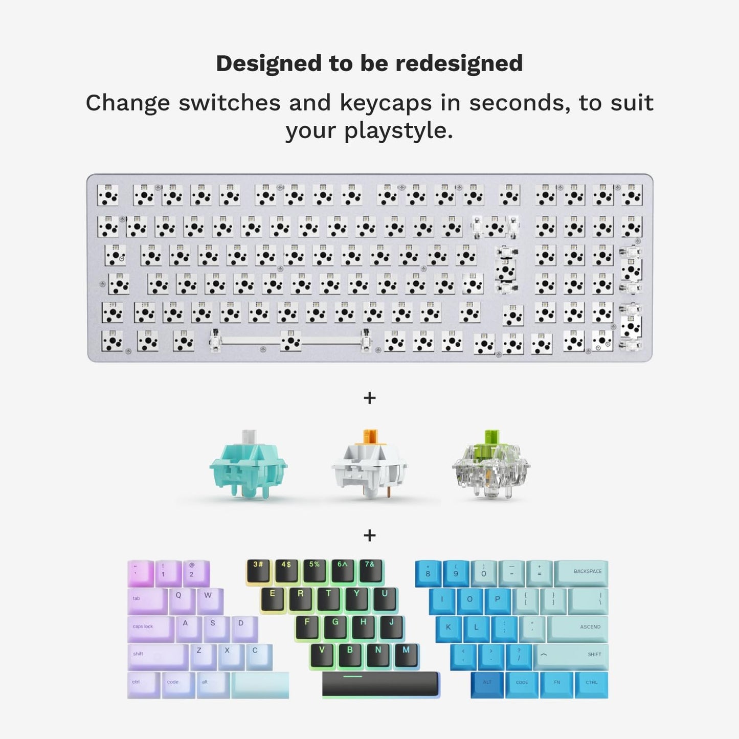 Glorious GLO-GMMK2-96-FOX-W GMMK 2 TKL Barebones Keyboard