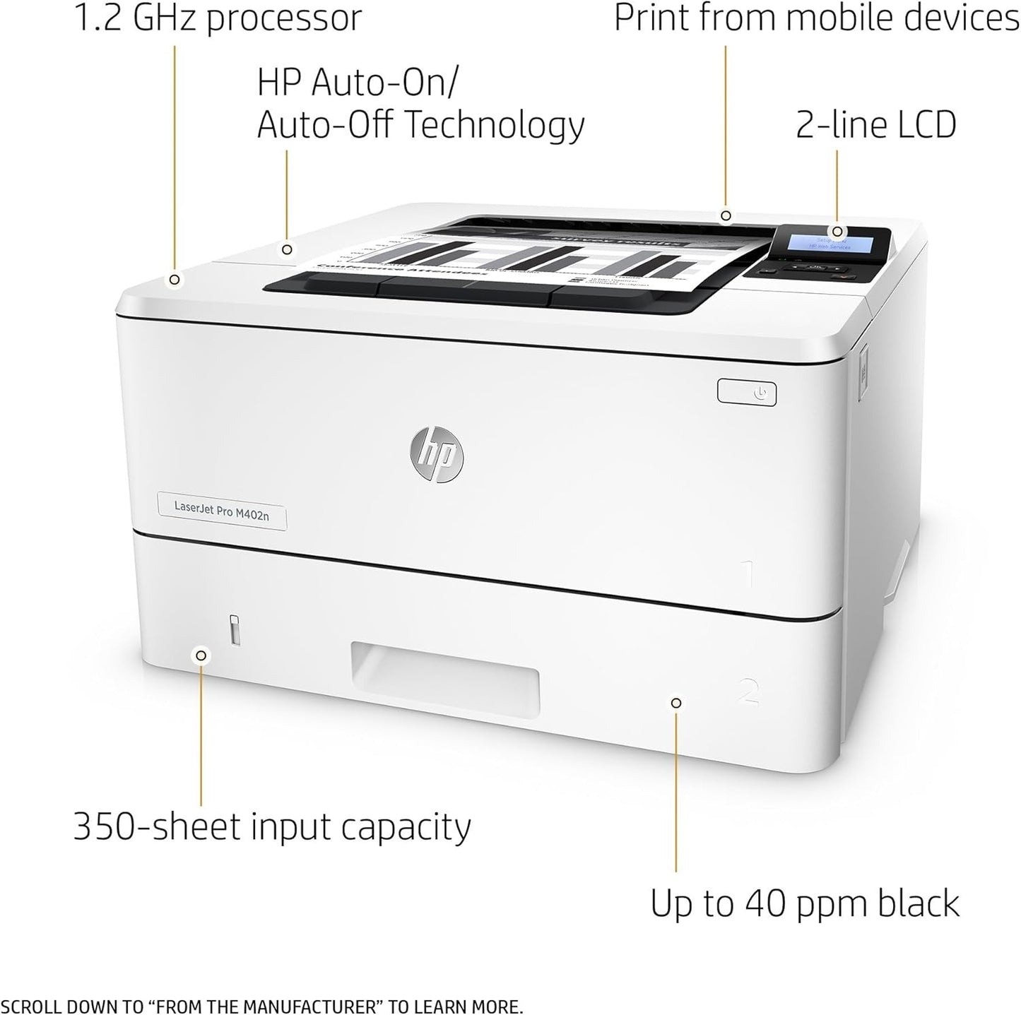 HP 0 LaserJet Pro M402n Renewed Monochrome Printer