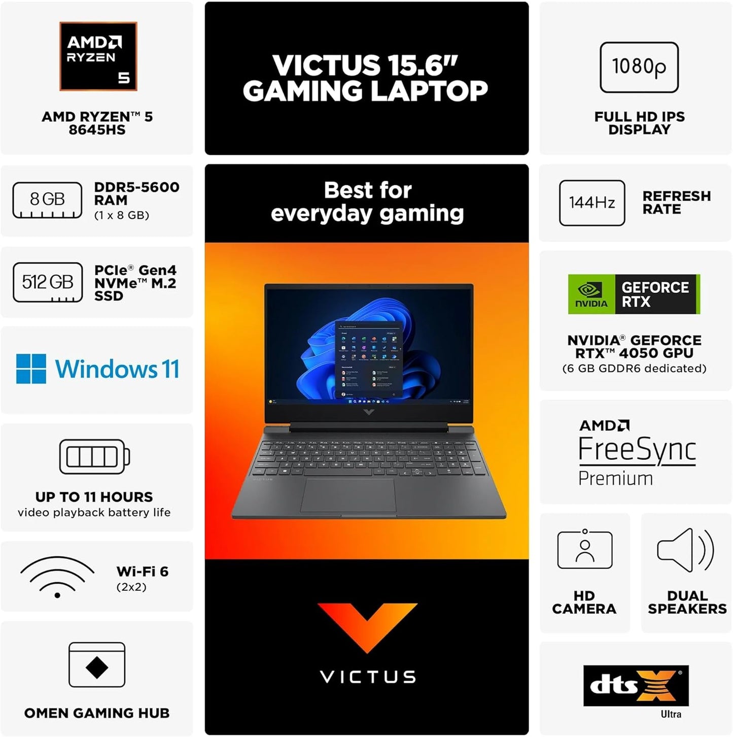 HP Victus 15 RTX 4050 144Hz Gaming Laptop