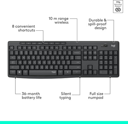 Logitech 920-009782 MK295 Wireless Silent Keyboard & Mouse