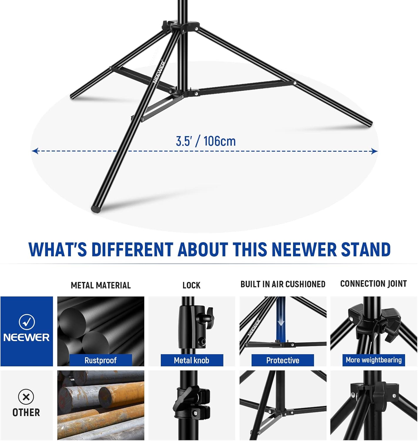 Neewer ST-280AC 9.2ft Air Cushioned Heavy Duty Light Stand