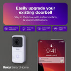 Roku DS10005 Video Doorbell - Wired, 1080p, Motion Detection, 2-Way Audio
