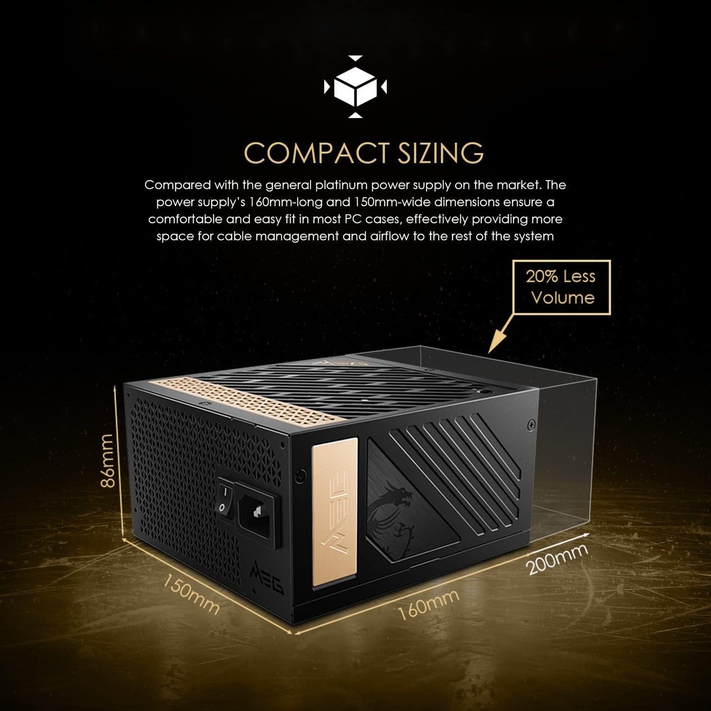 MSI MEGAI1300PPCIE5 1300W ATX 3.0 Gaming Power Supply