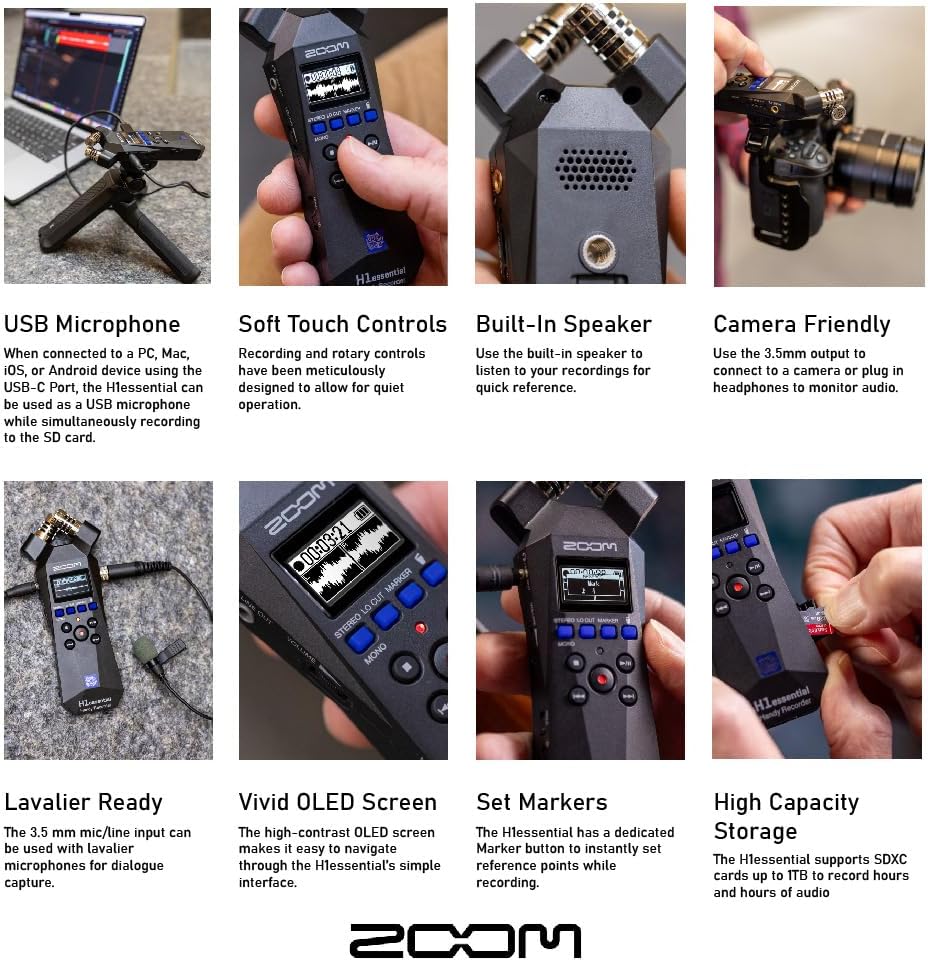 Zoom ZH1E Handy Recorder Bundle Lavalier Mic