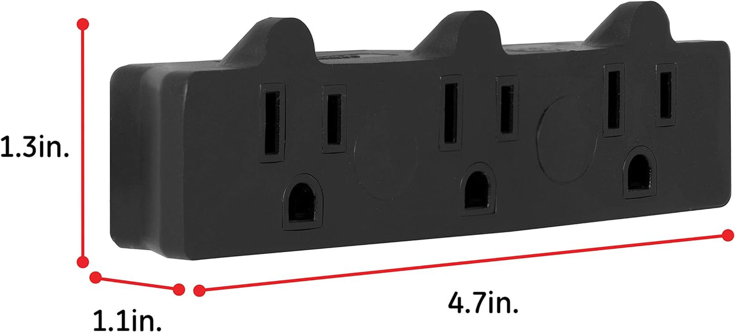GE Heavy Duty 3-Outlet Adapter Grounded Black 50911