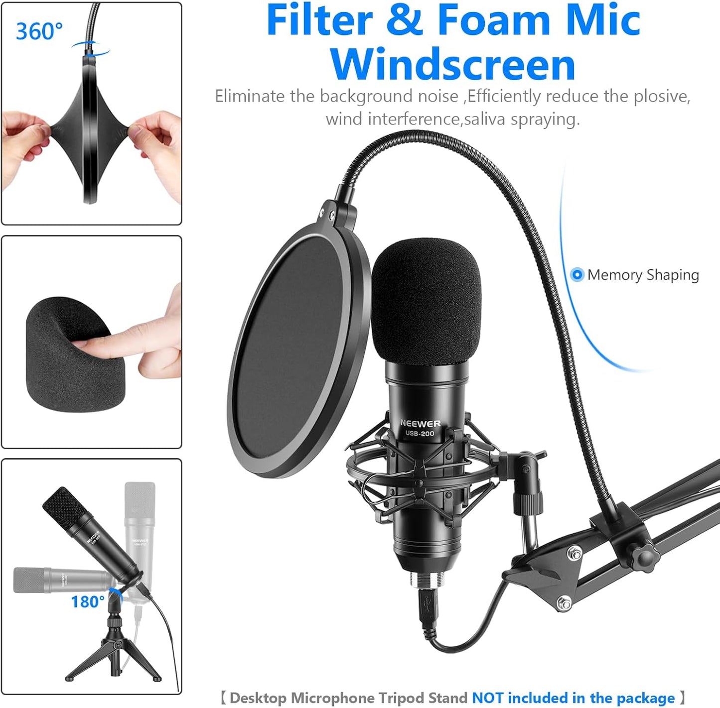 Neewer 40099760 USB Condenser Podcast Microphone Kit