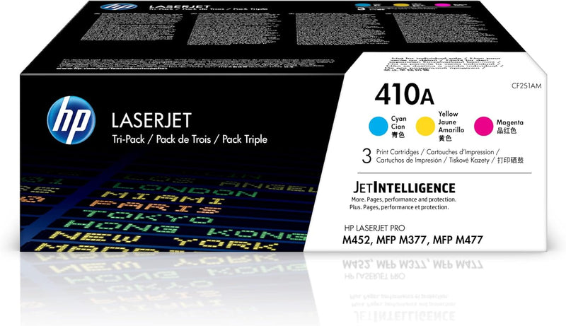 HP CF251AM 410A Cyan, Magenta, Yellow Toner 3-Pack — main product image