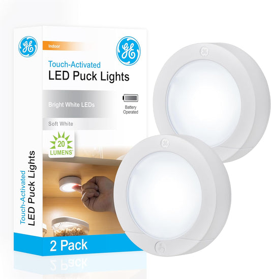 GE 25434 Wireless LED Puck Lights 2-Pack