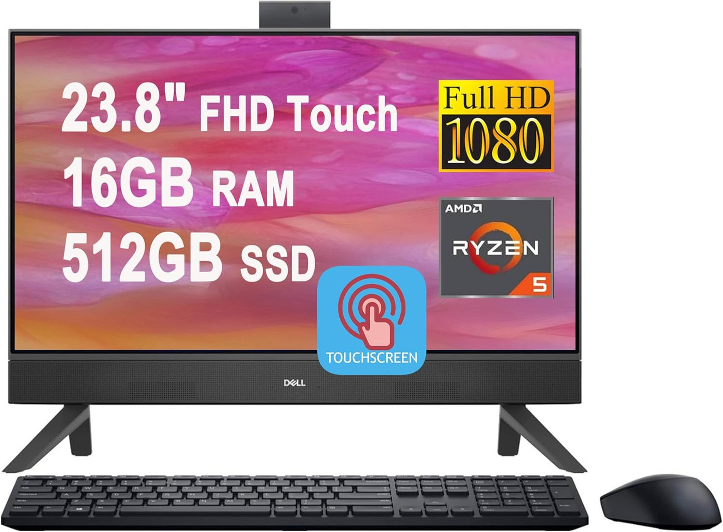Dell Ryzen 5 AIO 23.8" Touch Desktop, 16GB RAM, 512GB SSD