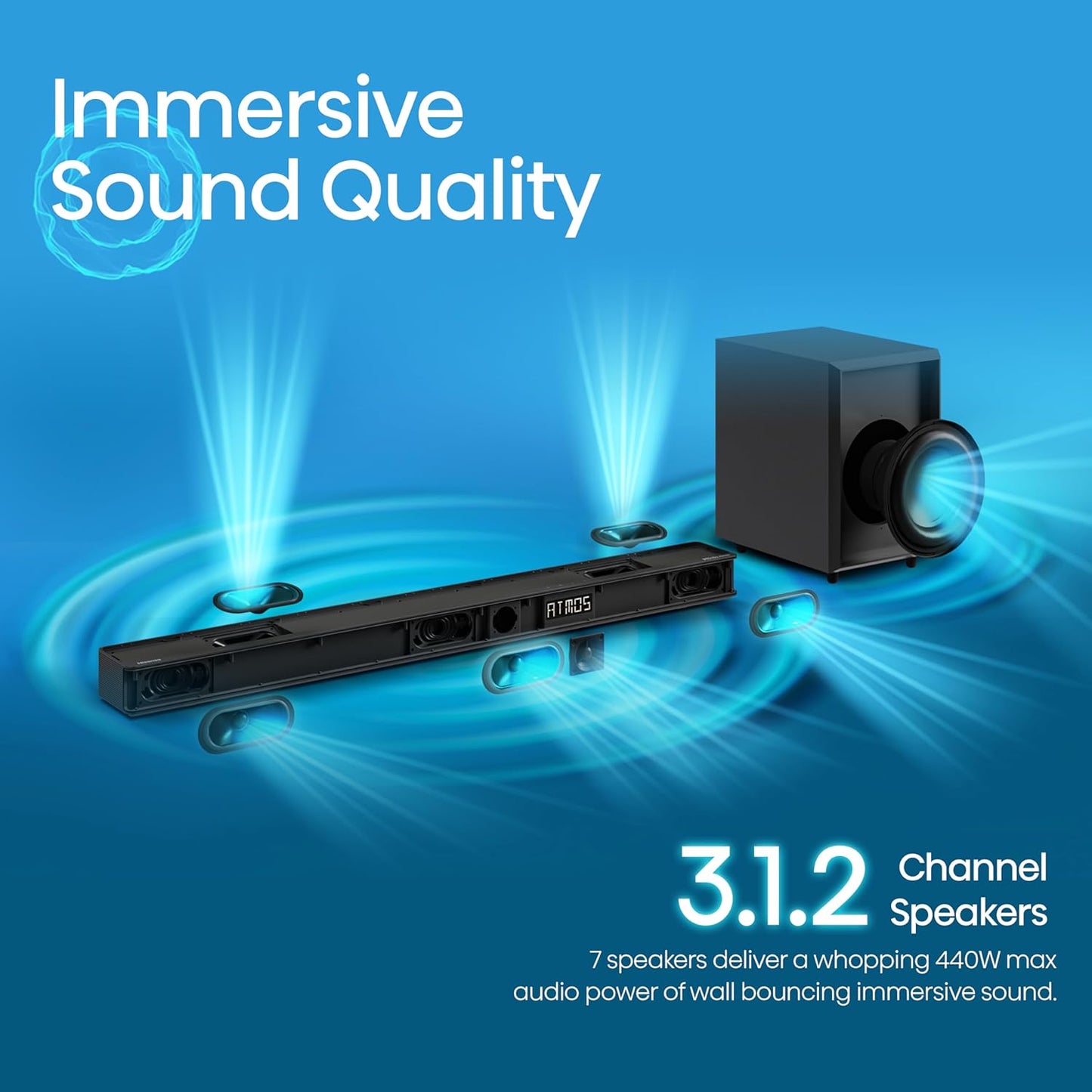 Hisense AX3125H 3.1.2Ch Dolby Atmos Sound Bar w/ Wireless Subwoofer