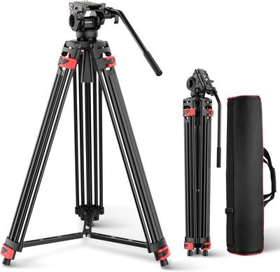 Neewer TP37 74" Video Tripod Fluid Head Metal 17.6lb Load
