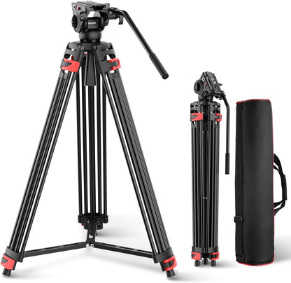 Neewer TP37 74" Video Tripod Fluid Head Metal 17.6lb Load