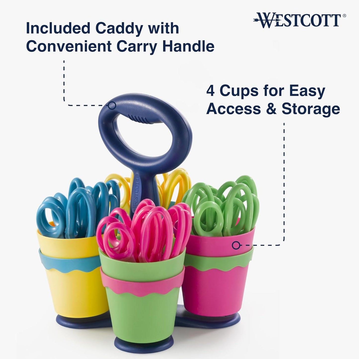 Westcott 14756 Kids' Safety Scissors and Caddy - 24 Pack