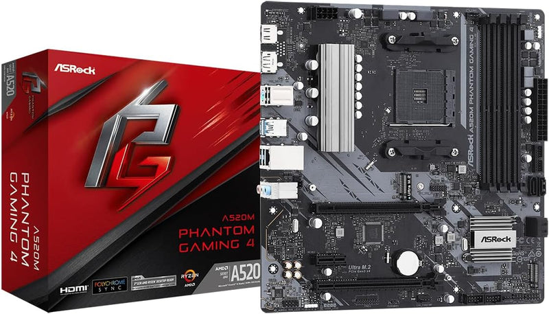 ASRock A520M PHANTOM GAMING 4 Micro ATX Motherboard — main product image