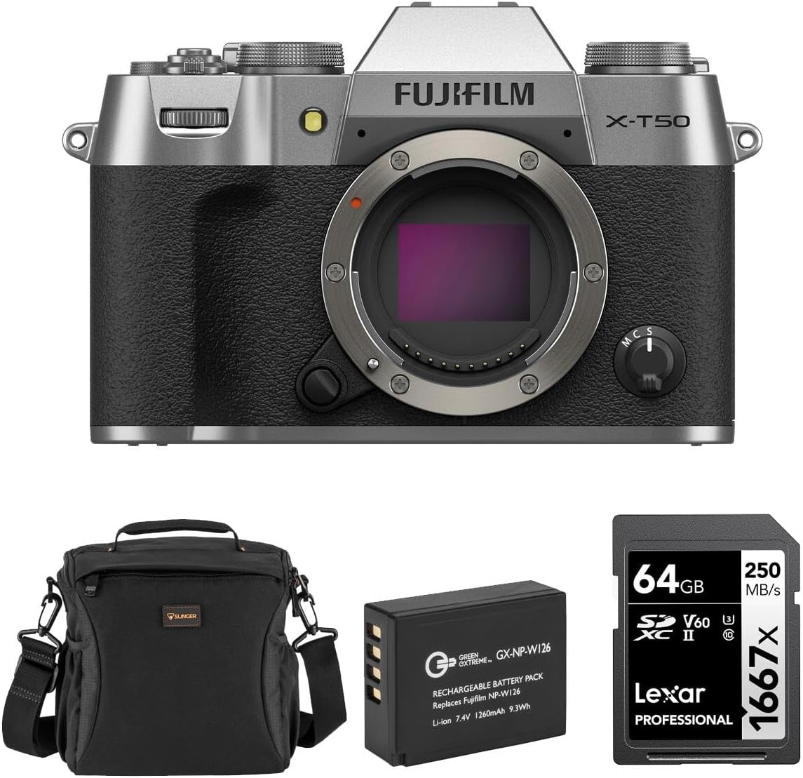 Fujifilm X-T50 Mirrorless Camera - Silver Bundle