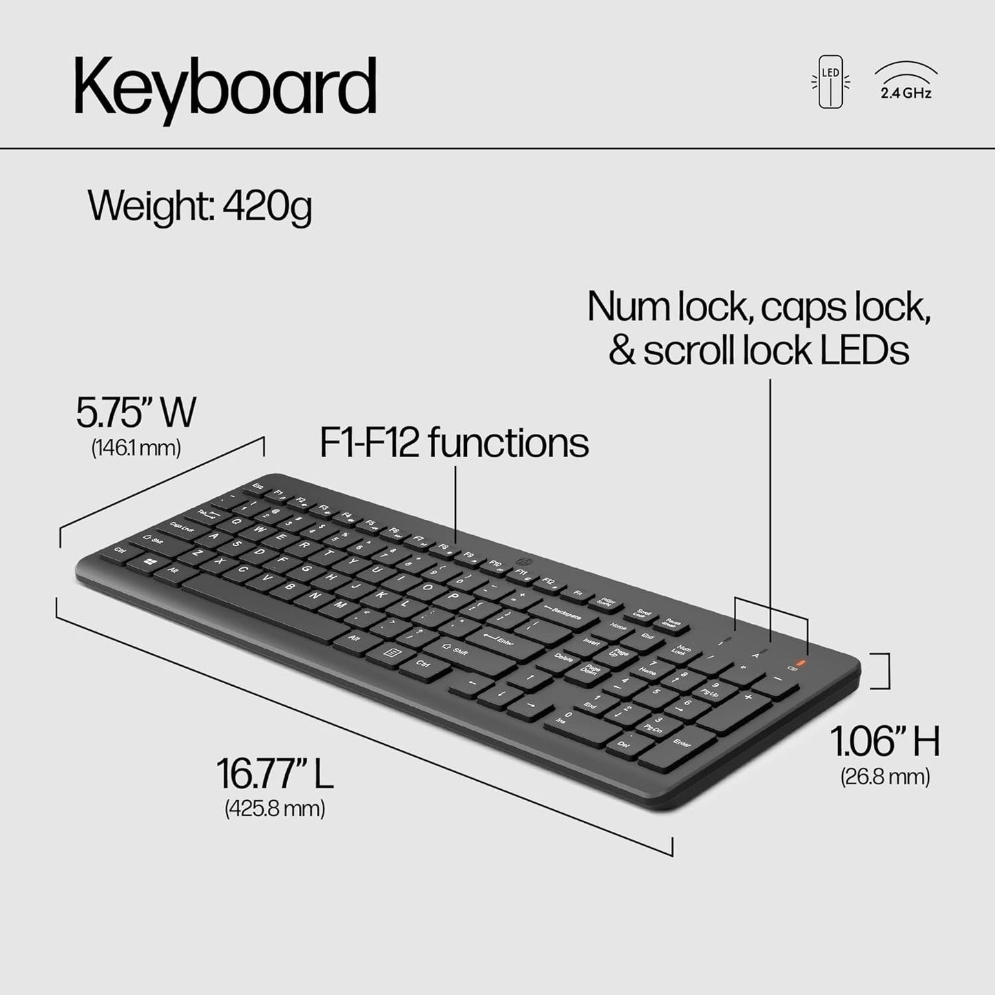 HP 2V9E6AA#ABL - 330 Wireless Keyboard and Mouse Combo - Black