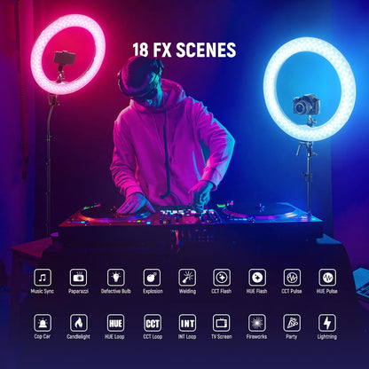 Neewer 10103390 18" RGB LED Ring Light with Stand & APP