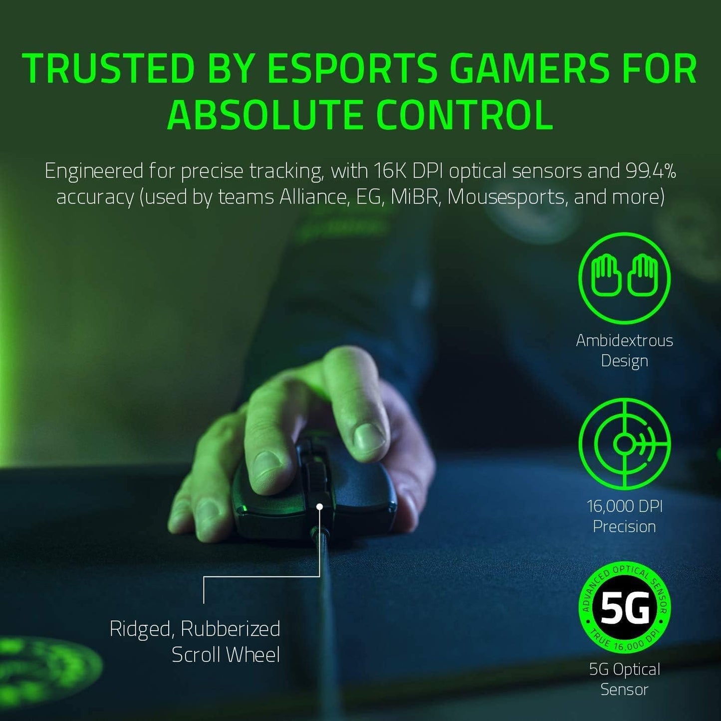 Razer Viper RZ01-02550100-R3U1 - Ultralight Ambidextrous Wired Gaming Mouse