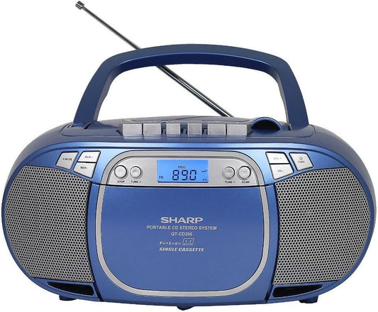 Sharp QT-CD290(BL) Portable Boombox - CD, MP3, Cassette, AM/FM Radio