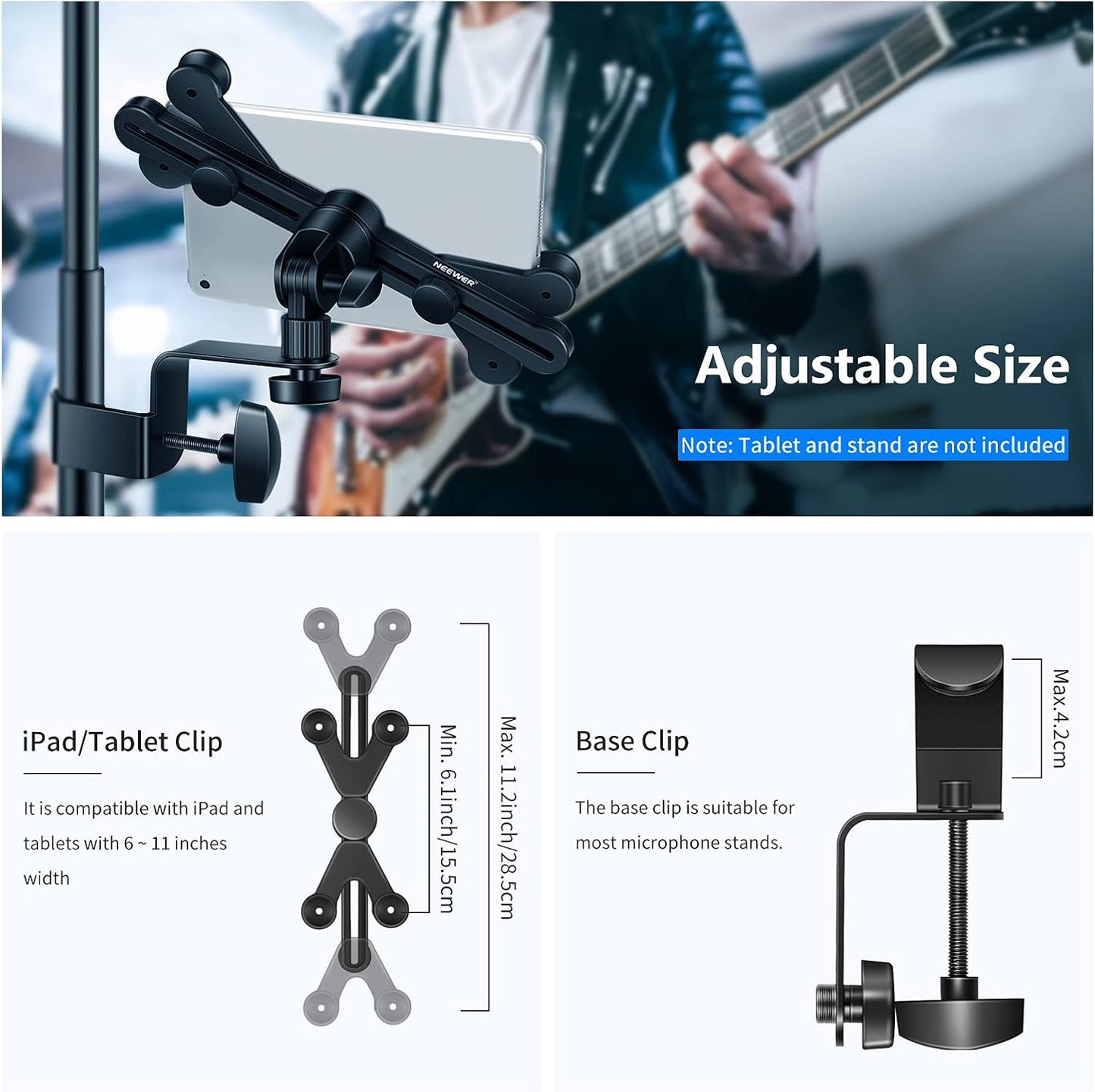 Neewer 40089112 Tablet Mount for Mic Stand - 6-11 inch