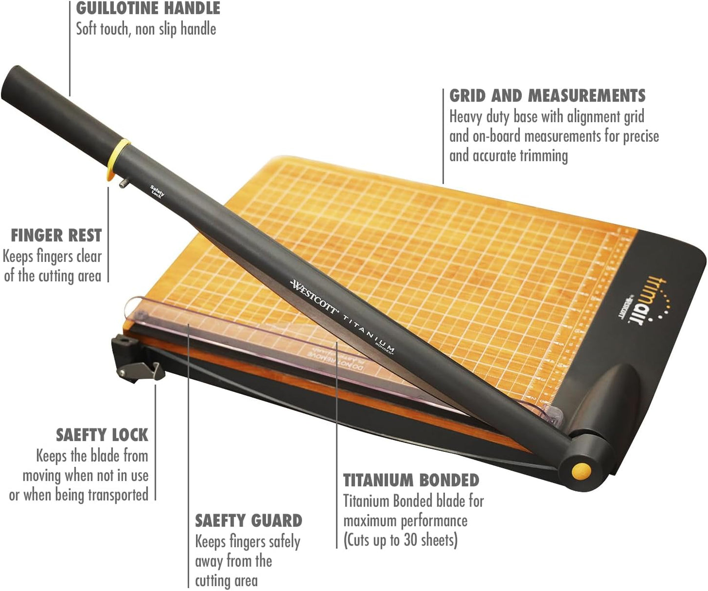 Westcott 15106 12'' TrimAir Guillotine Paper Cutter - 30 Sheet