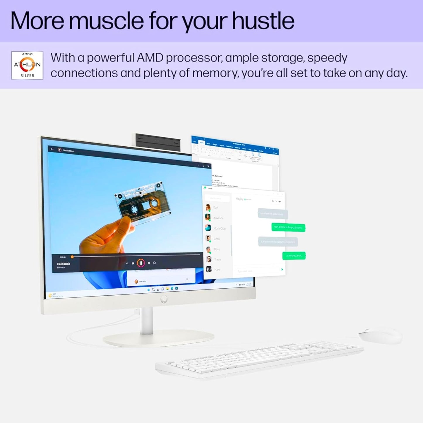HP 24 All-in-One Desktop - AMD Athlon, 16GB RAM, 1TB SSD