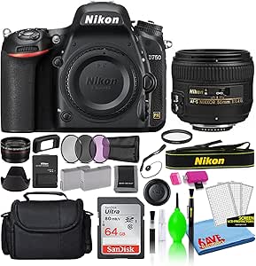 Nikon 1543 D750 DSLR 50mm Lens Deluxe Bundle Renewed