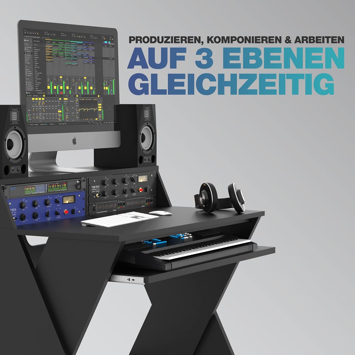 Glorious AMS-SOUND-DESK-COM-BLK Sound Desk Compact Studio Workstation - Black
