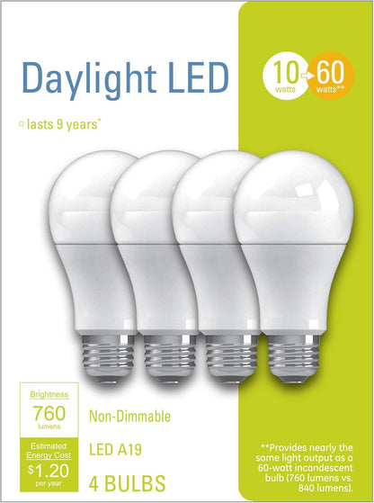 GE 32589 LED 60W Equivalent Daylight Bulbs 4-Pack