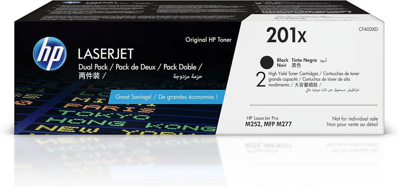 HP CF400XD 201X Black High-Yield Toner Cartridges — main product image