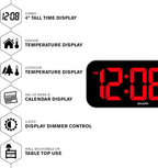 Sharp Flechazo-0401 Oversized LED Clock with Temperature