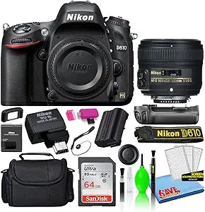 Nikon D610 DSLR 50mm Lens Deluxe Bundle (Renewed)