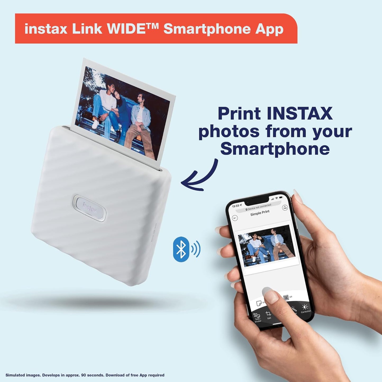 Fujifilm 16719550 Instax Link Wide Ash White Printer