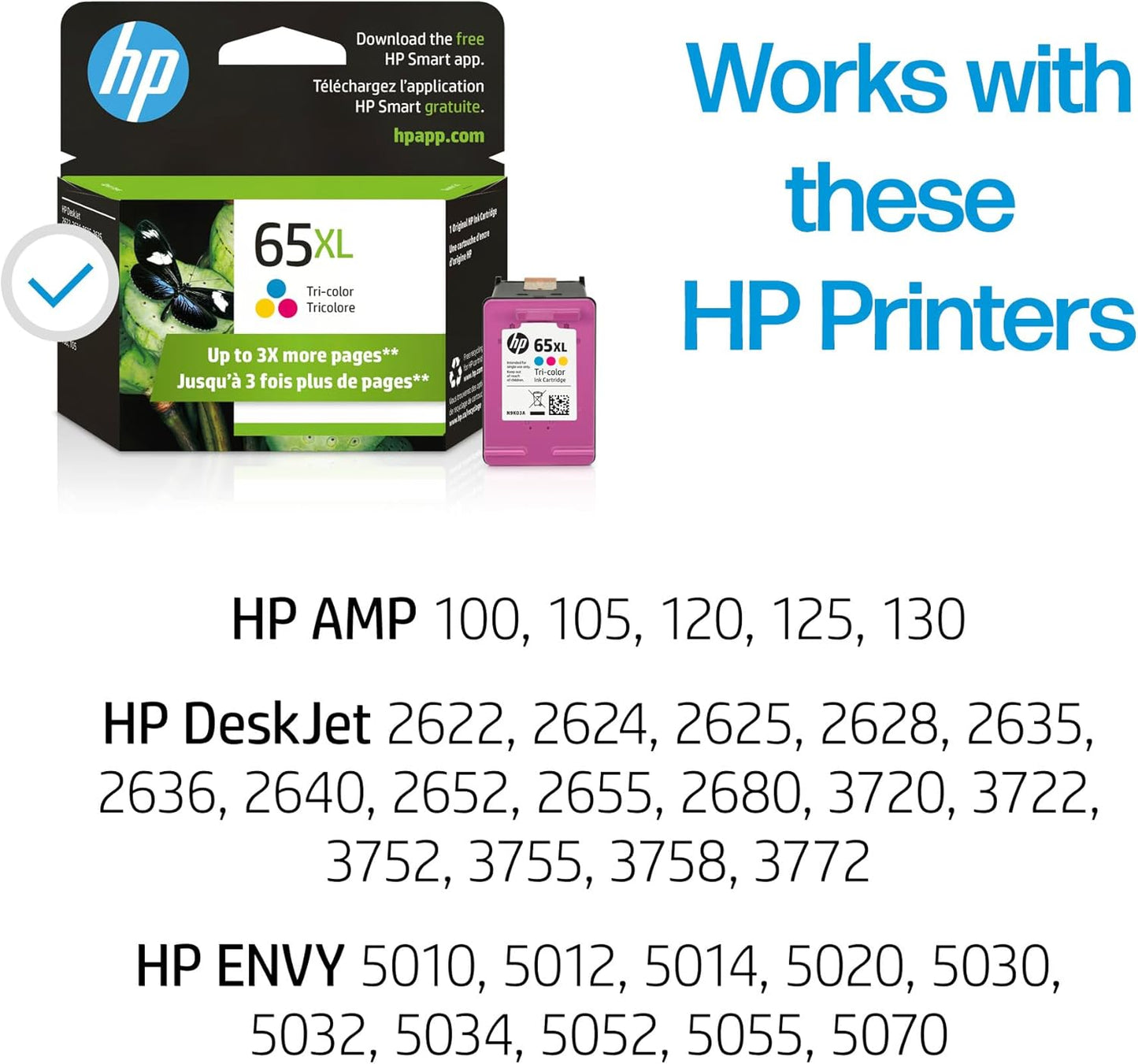 HP 65XL N9K03AN Tri-Color High-Yield Ink Cartridge