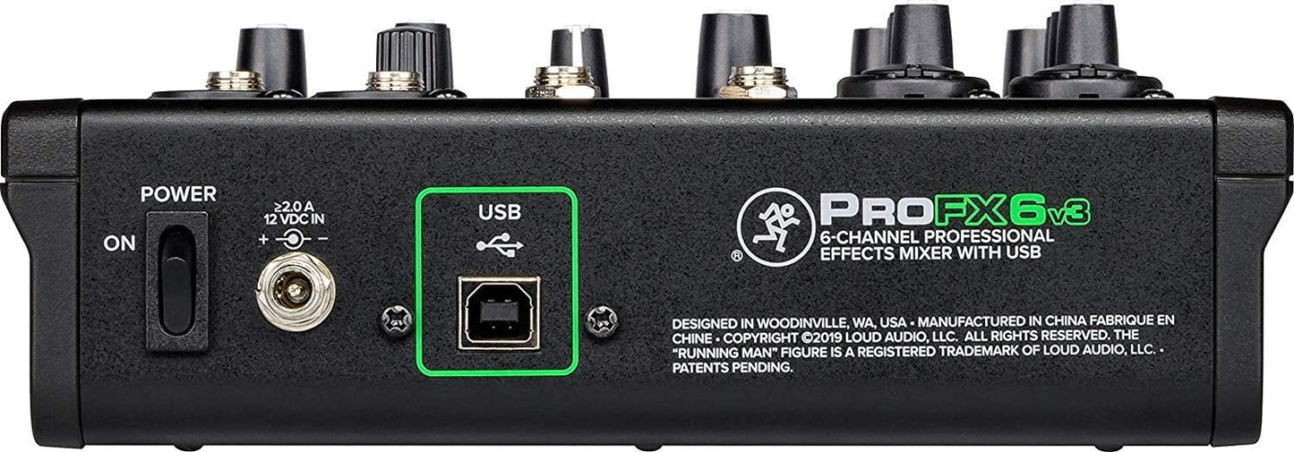 Gravity PROFX6V3+XLR Mackie 6-Channel Mixer XLR Cables Bundle