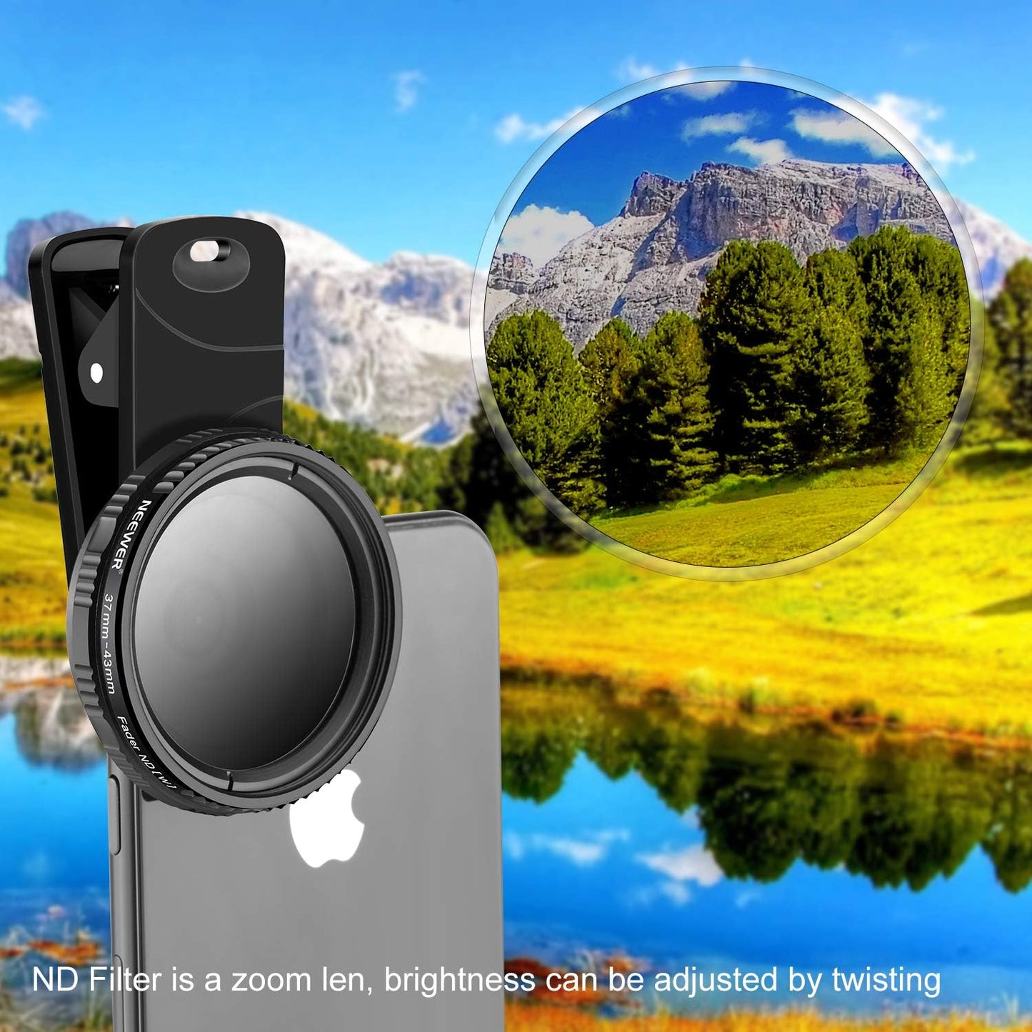 Neewer 10100467 37mm Clip-On ND2-ND400 Phone Lens Filter