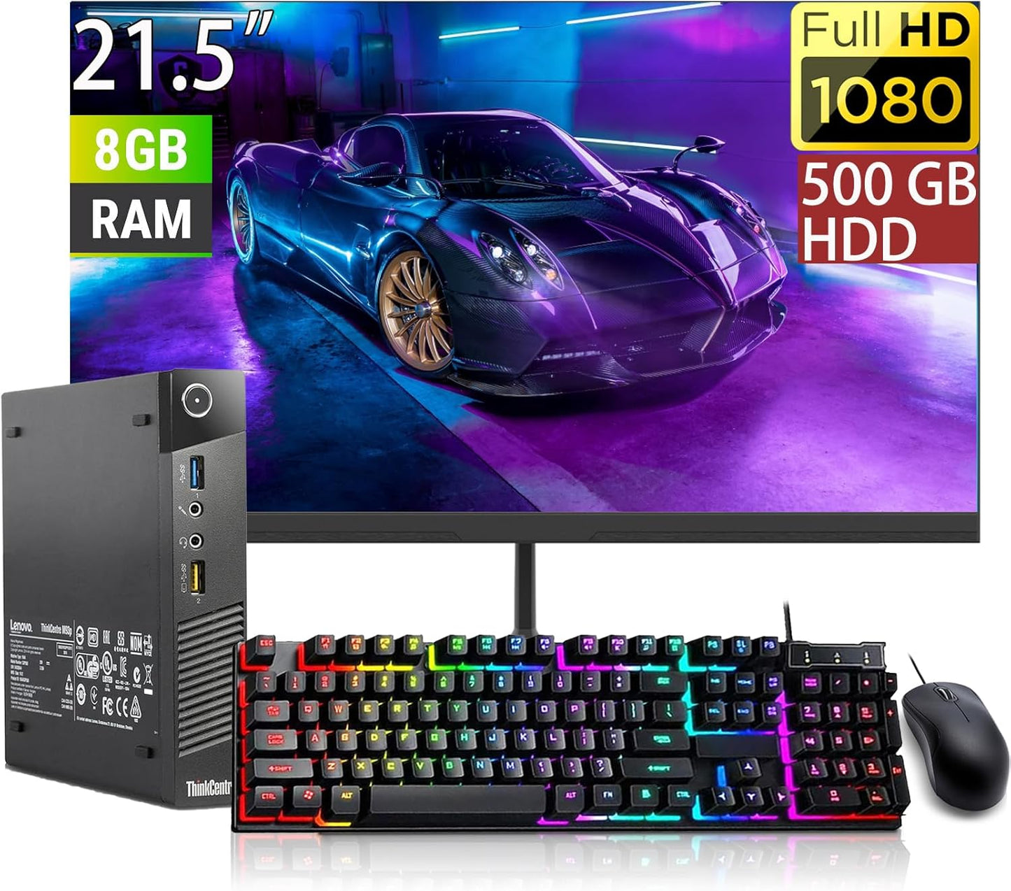 Lenovo M93P Tiny PC & 21.5" Monitor - Renewed