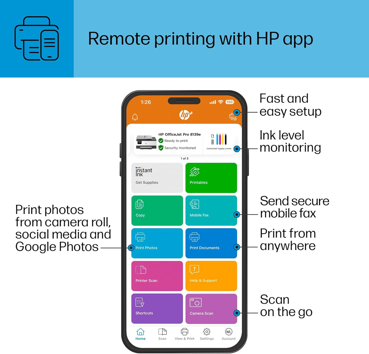 HP 40Q51A#B1H OfficeJet Pro 8139e Wireless Color Printer