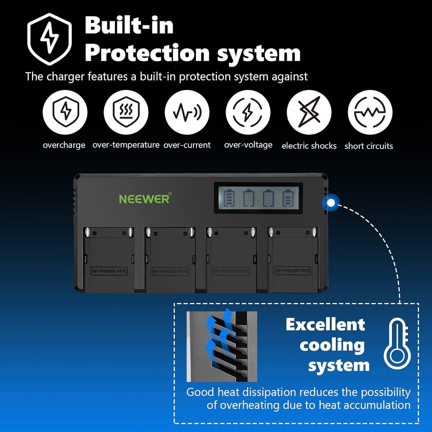 Neewer DF-F970 4-Channel NP-F Battery Charger