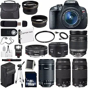 Canon CANONT5I EOS Rebel T5i 18MP DSLR Camera with Lenses