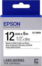 Epson C53S654021 LK-4WBN Black on White Label Tape 12mm