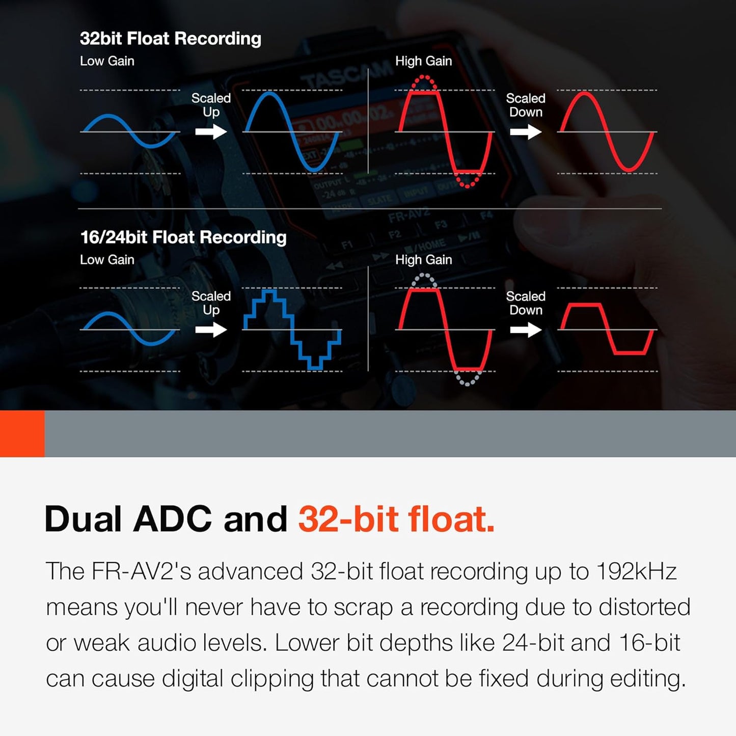 Tascam FR-AV2 Compact 32-bit Float Field Recorder