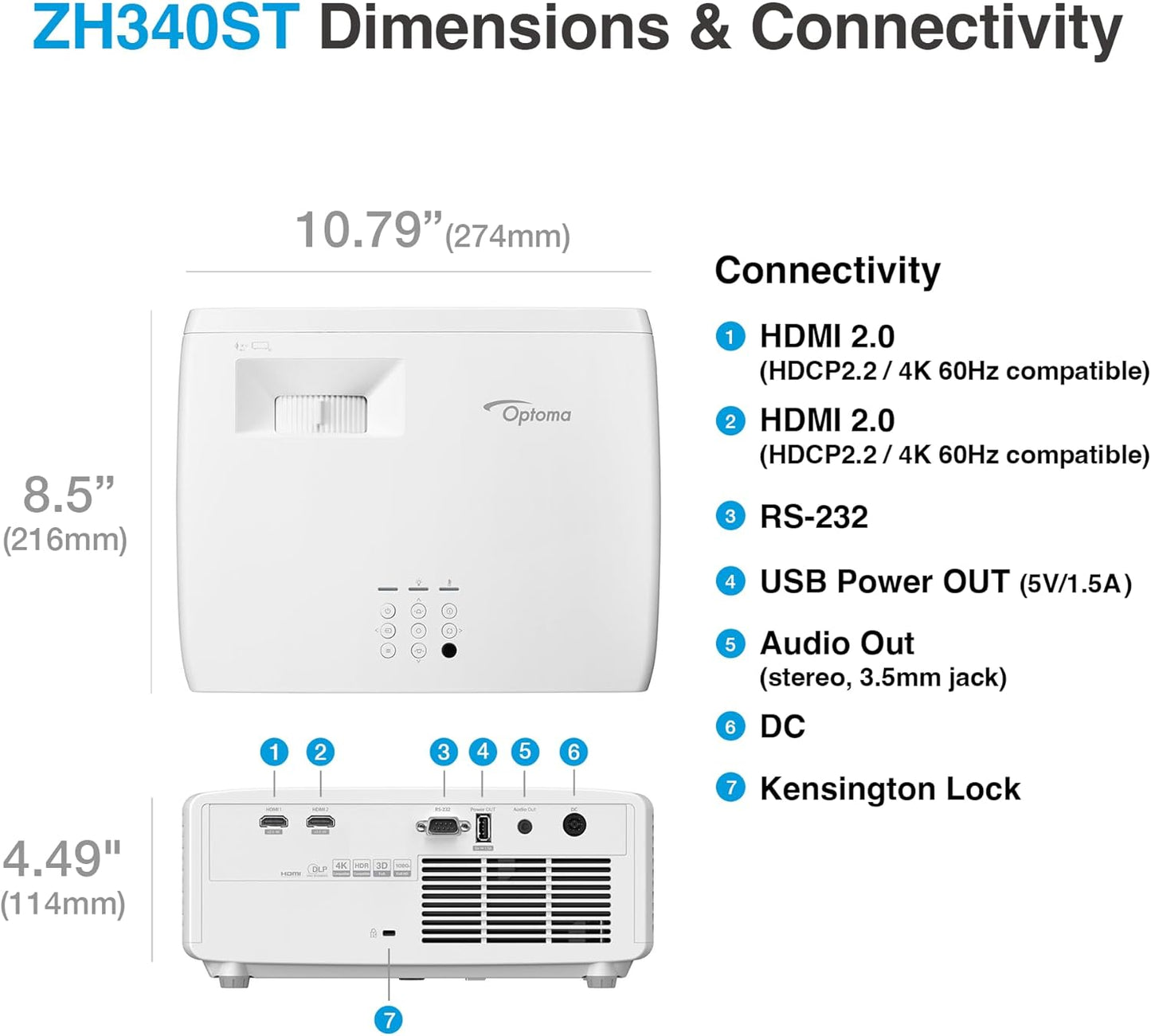 Optoma ZH340ST Short Throw 1080p Laser Projector