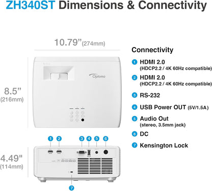 Optoma ZH340ST Short Throw 1080p Laser Projector