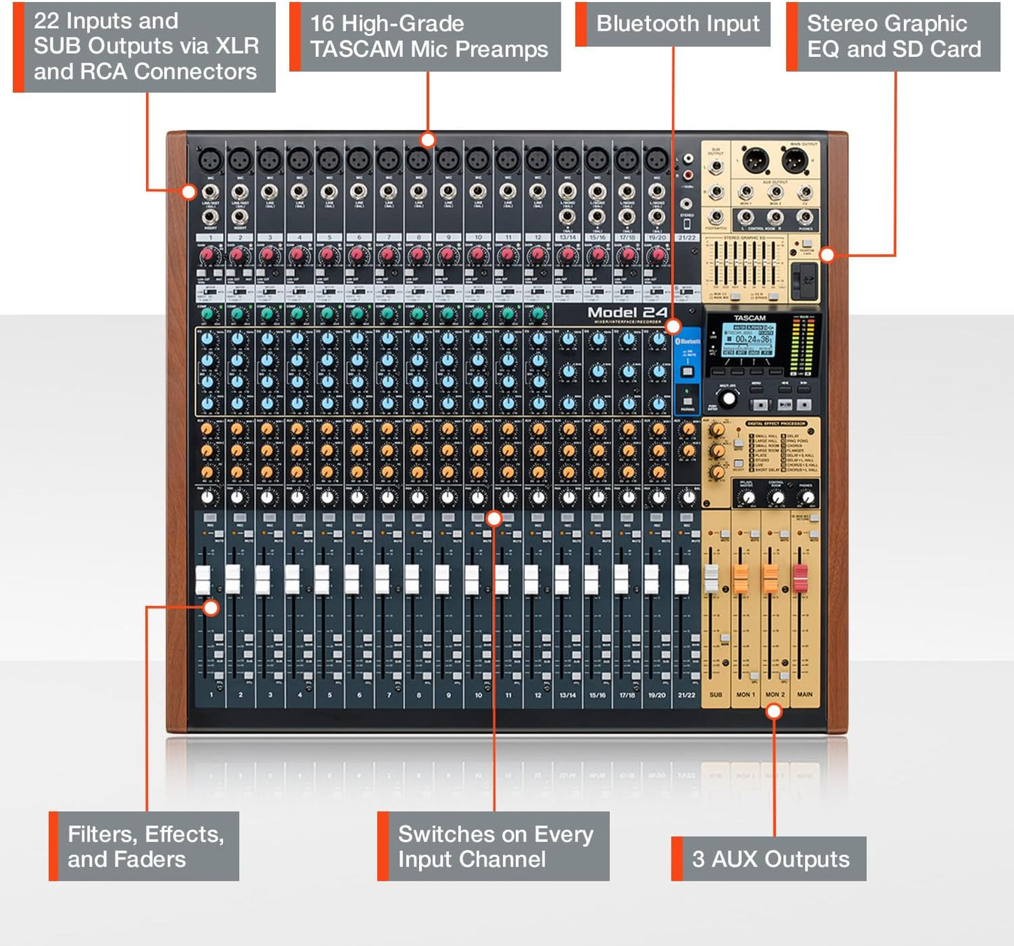 Tascam Model24 24-Track Multi-Track Live Mixer/Recorder